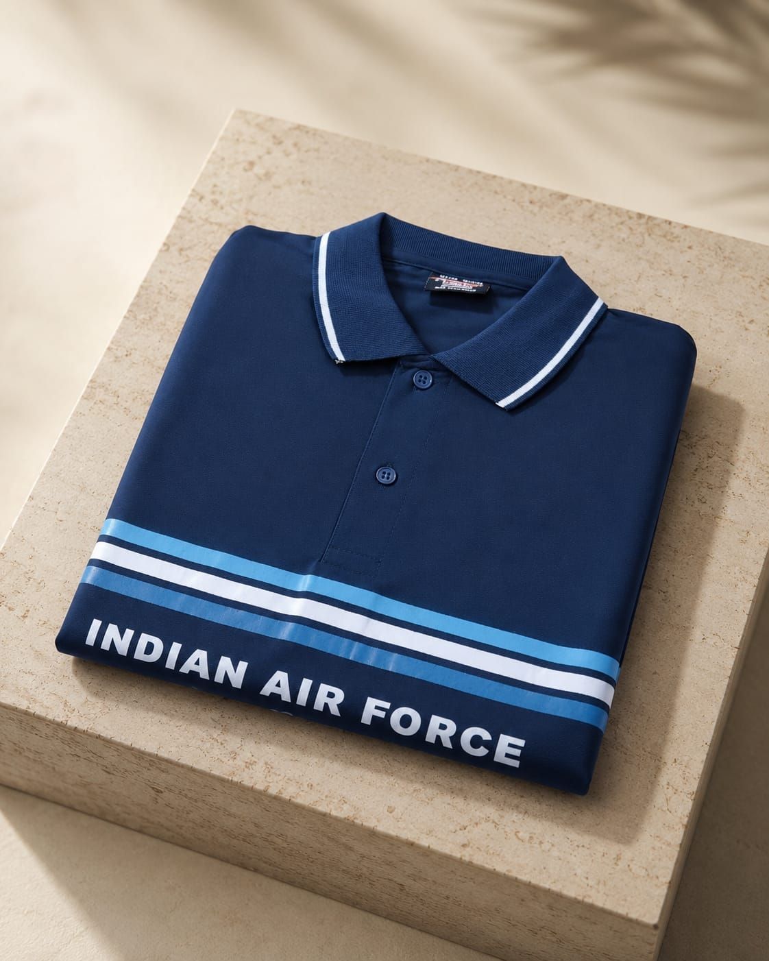 IAF Navy Lines Matty Collar T shirt