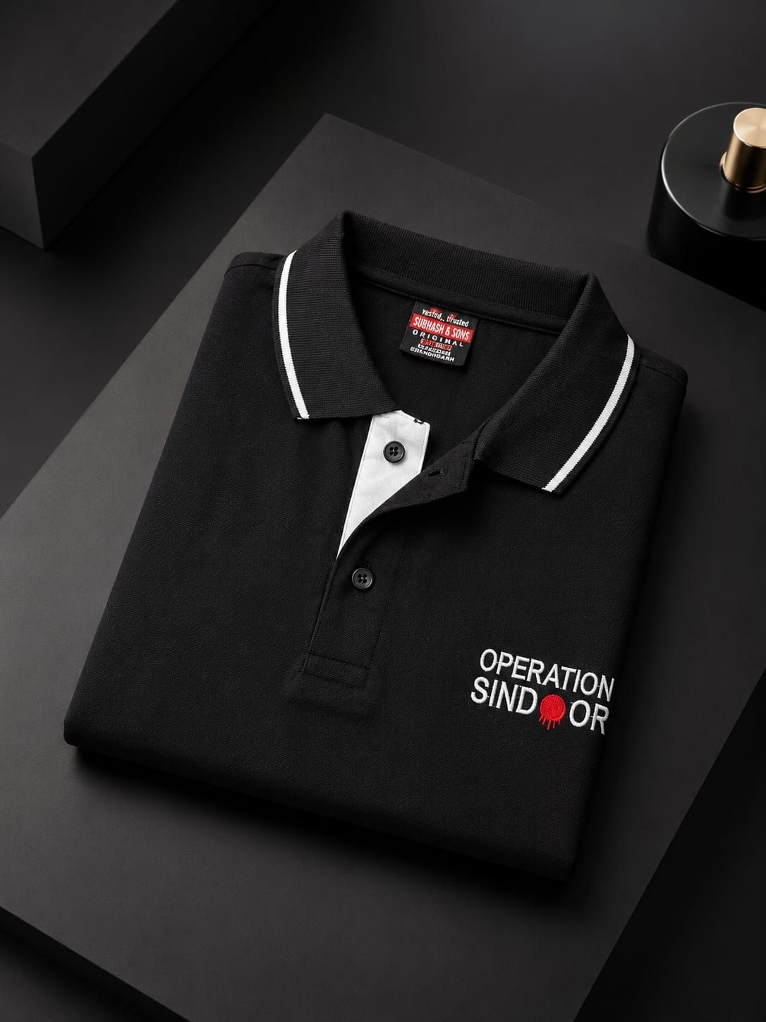 Sindoor Black Matty Collar T shirt