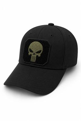 Imported Black Skull Peak Cap