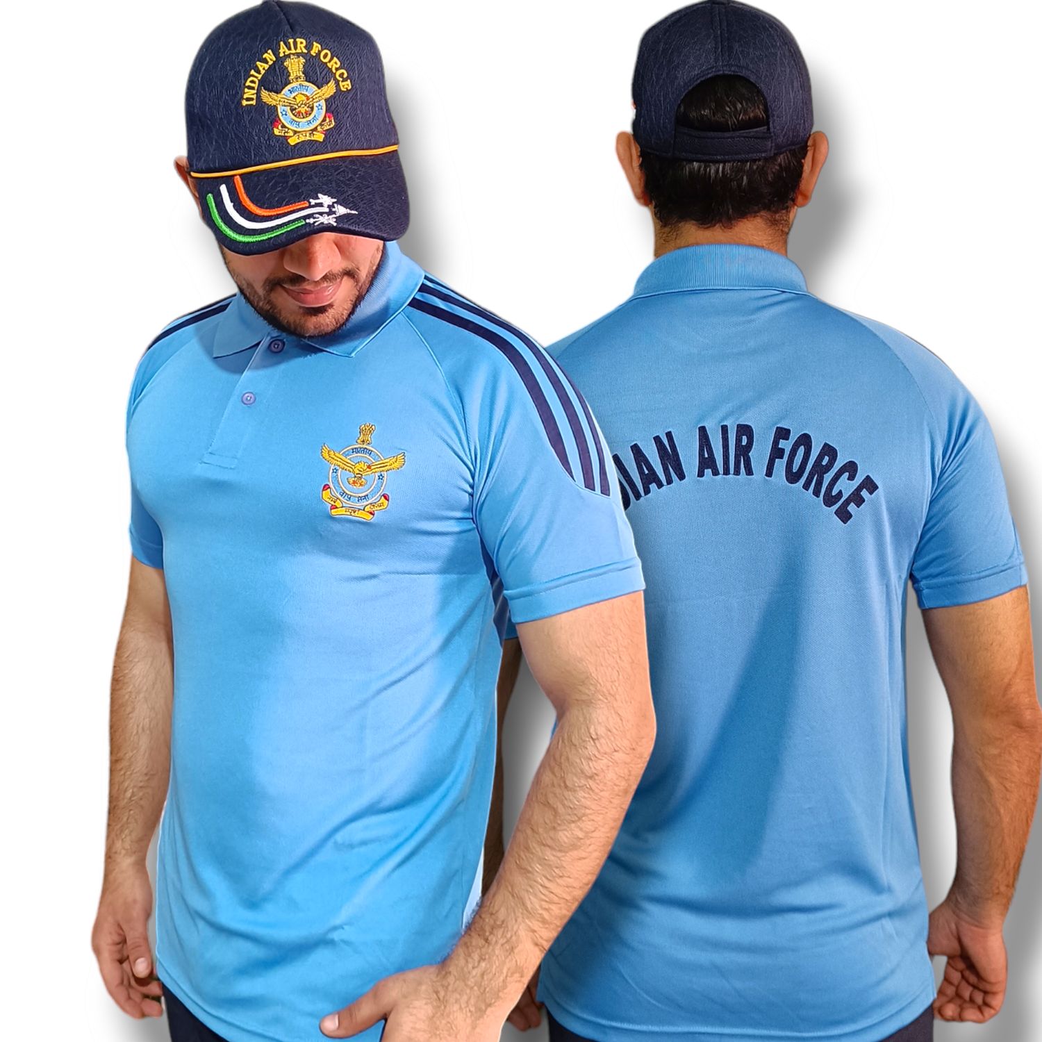 Airforce Sky Half Sleeve Collar T shirt