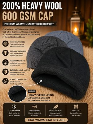 Fashion 600 GSM  100% Heavy woollen cap