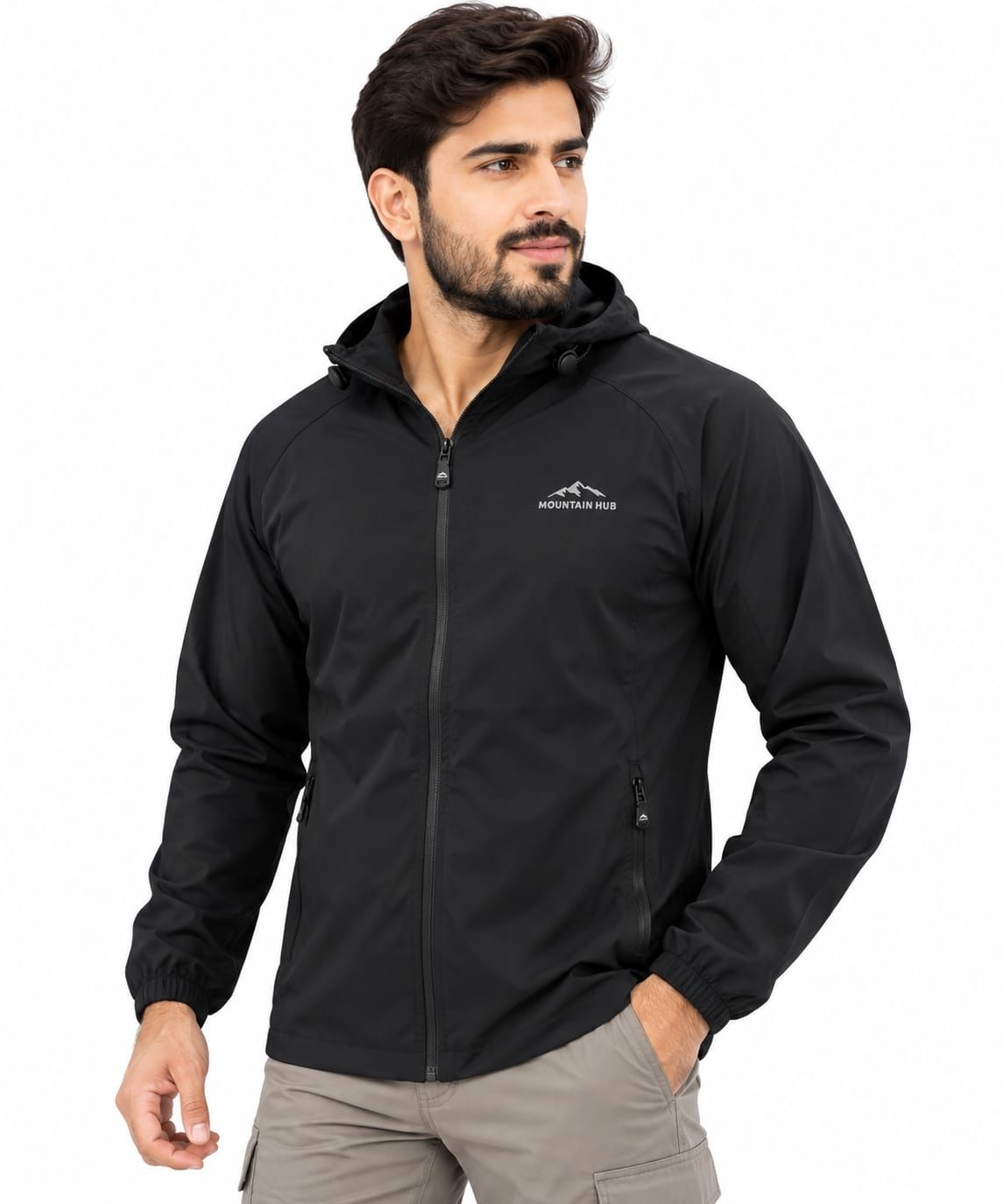 Mountain Hub Black Parachute Windcheater