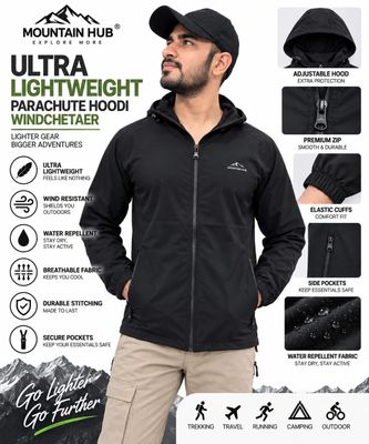 Mountain Hub Black Parachute Windcheater