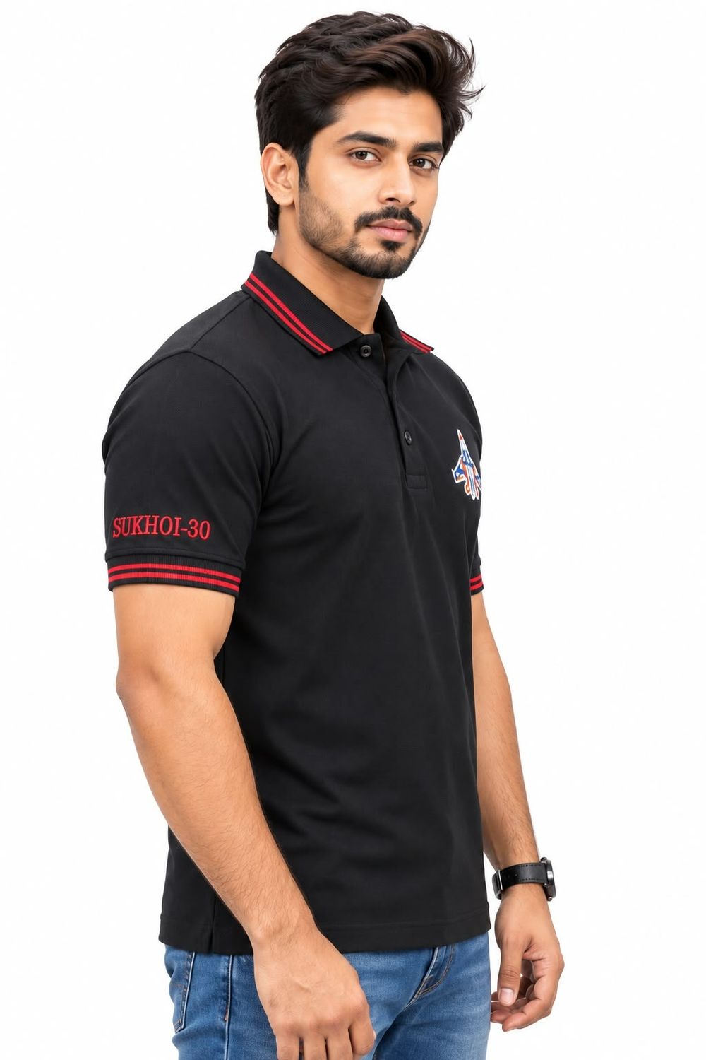 Airforce Su30 Black Matty Collar T shirt