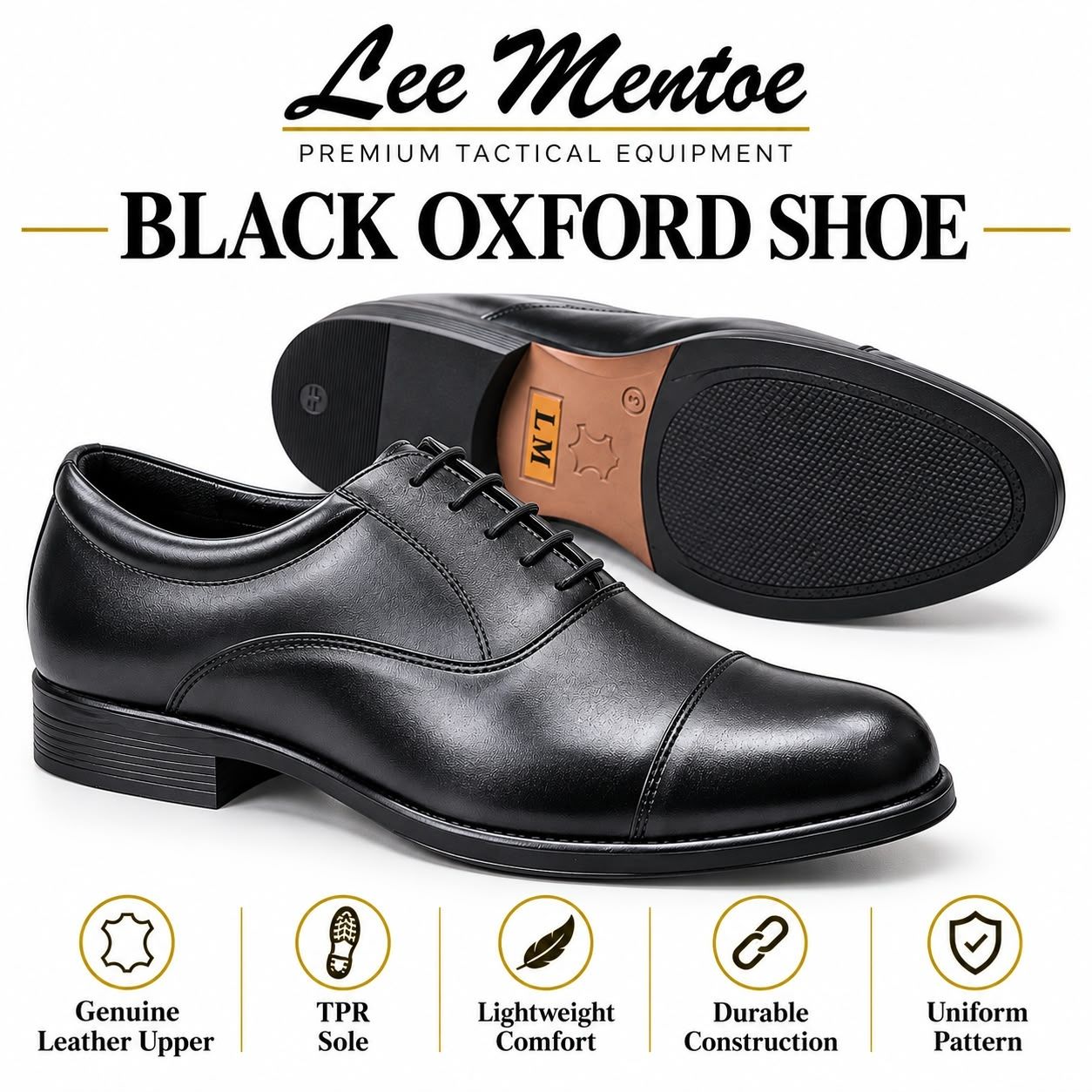 Lee Mentoe Black Uniform Oxford Shoe