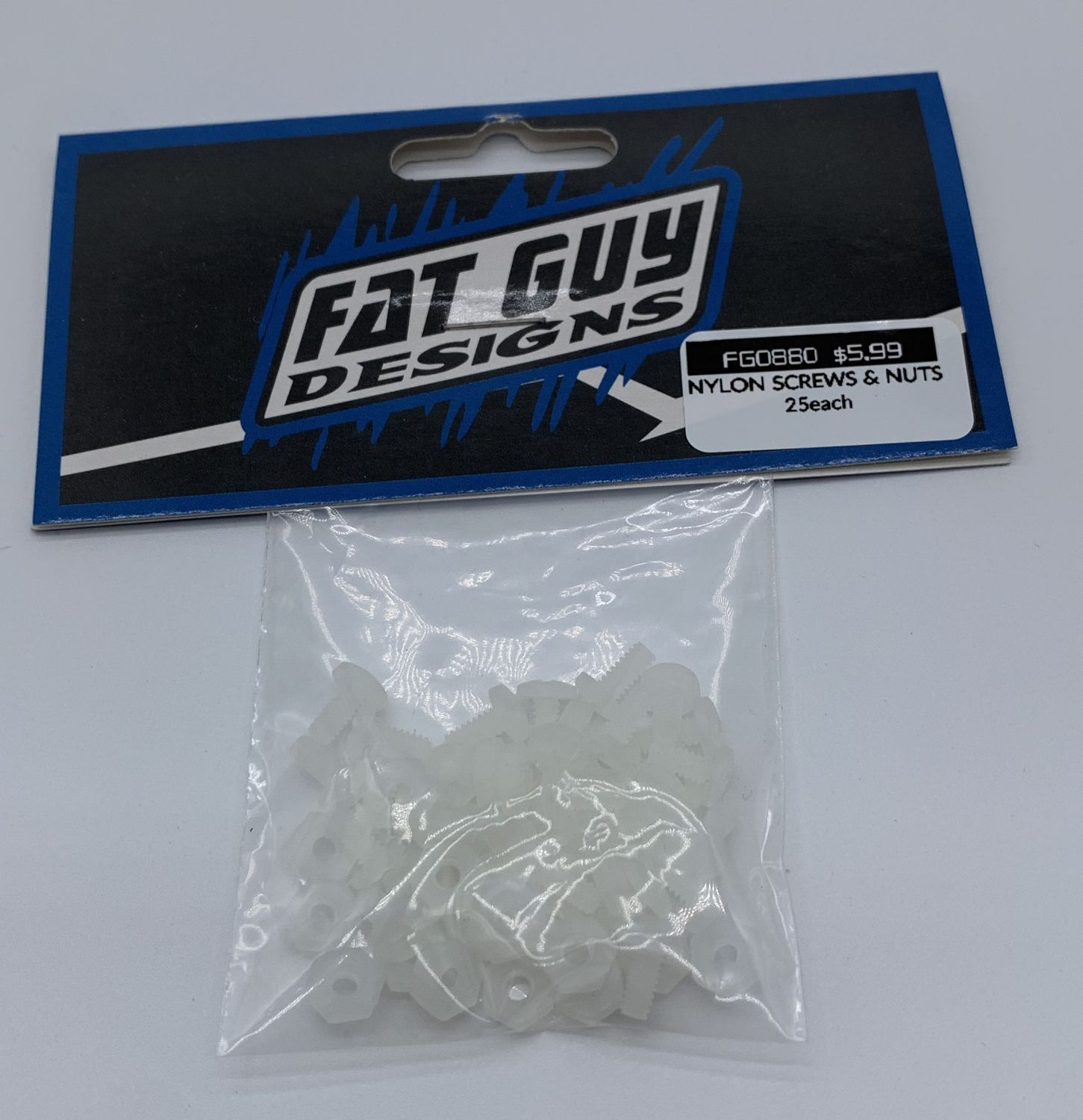 Fat Guy 50pc Nylon Screw (25pc) &amp; Nut(25pc) Pack
