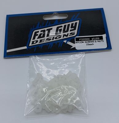 Fat Guy 50pc Nylon Screw (25pc) &amp; Nut(25pc) Pack