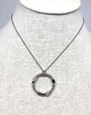 ARL-925 SS 7.5g Dia &amp; Onyx David Yurman Necklace