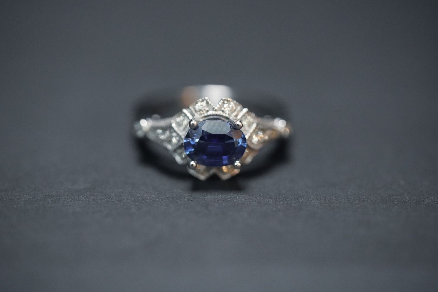 RDTX- Platinum 7.46g 1.79ctw (1.56ctr) Sapphire &amp; Diamond Fashion Ring (size 7)