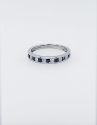 ADT-14KW 2.7g .26ctw Diamond .40ctw Sapphire Stackable Band (size 6.5)