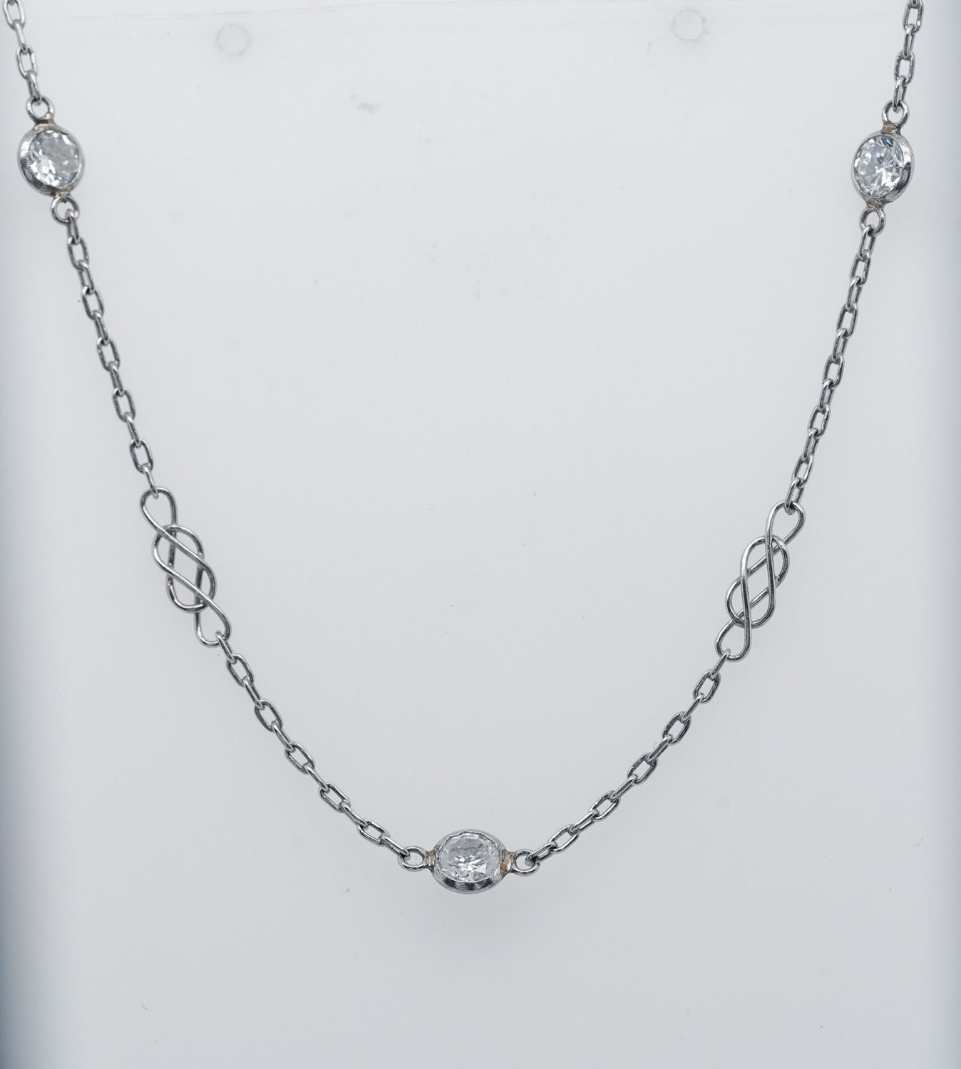 ALTT-Platinum 7.9g 2.80ctw Diamond By The Yard Necklace 38&quot;