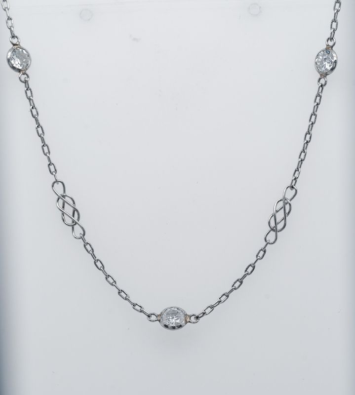 ALTT-Platinum 7.9g 2.80ctw Diamond By The Yard Necklace 38&quot;