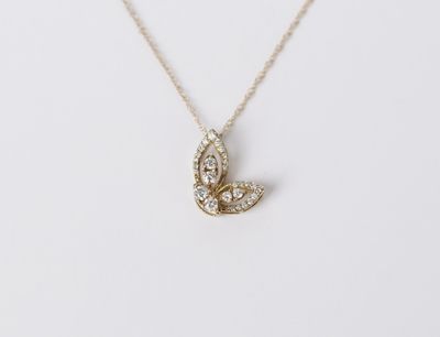 ATT-14KY 1.2g .21ctw Diamond Butterfly Necklace 18&quot;
