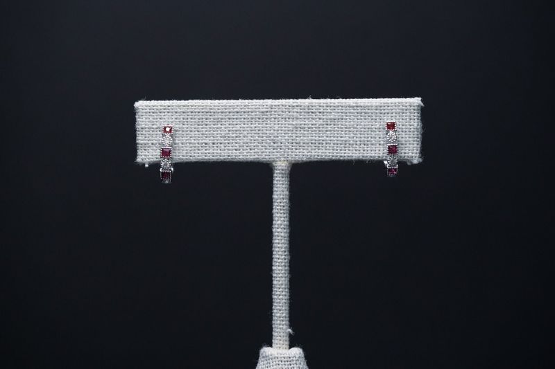 NRT-18KW 2.0g .40ctw Ruby &amp; Diamond Hoop Earrings