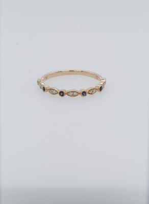 VRT-14KY 1.3g .10ctw Diamond .12ctw Sapphire Stackable Band (size 7)