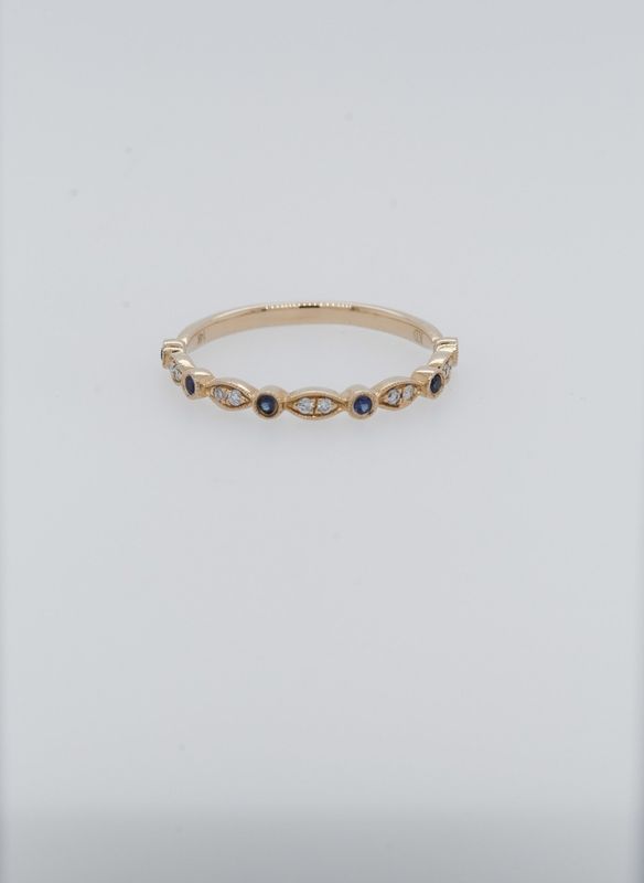 VRT-14KY 1.3g .10ctw Diamond .12ctw Sapphire Stackable Band (size 7)