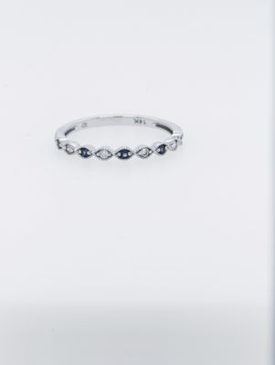 VAN-14KW 1.5g .18ctw Diamond &amp; Sapphire Stackable Band (size 7)