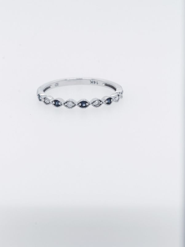 VAN-14KW 1.5g .18ctw Diamond &amp; Sapphire Stackable Band (size 7)
