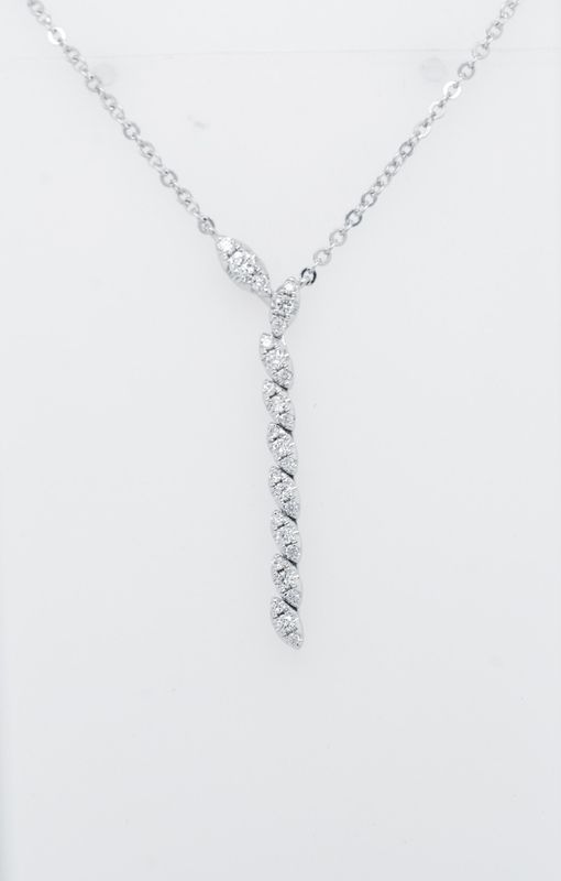 DREX-14KW 3.2g .21ctw Diamond Dangle Necklace16-18&quot;