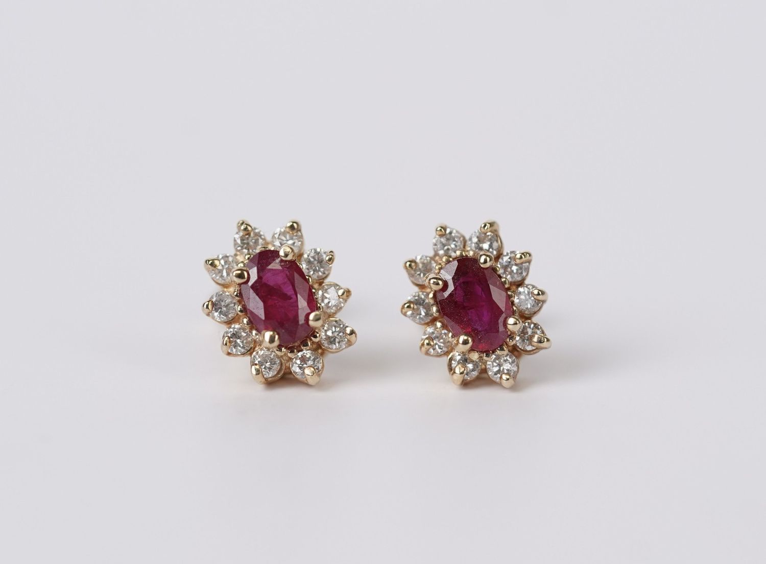 VAE-14KY 2.74g 1.50ctw Ruby &amp; Diamond Halo Stud Earrings