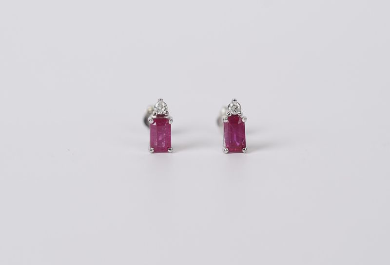 ATT-14KW .56ctw Ruby &amp; Diamond Stud Earrings