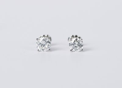 DERTX- 14KW 1.46g 1.94ctw H-J/VS Round Diamond Solitaire Earrings