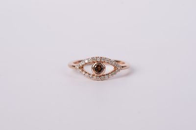 14KR 3.0g .50tw (.25ctr) Diamond Evil Eye Ring (size 7)