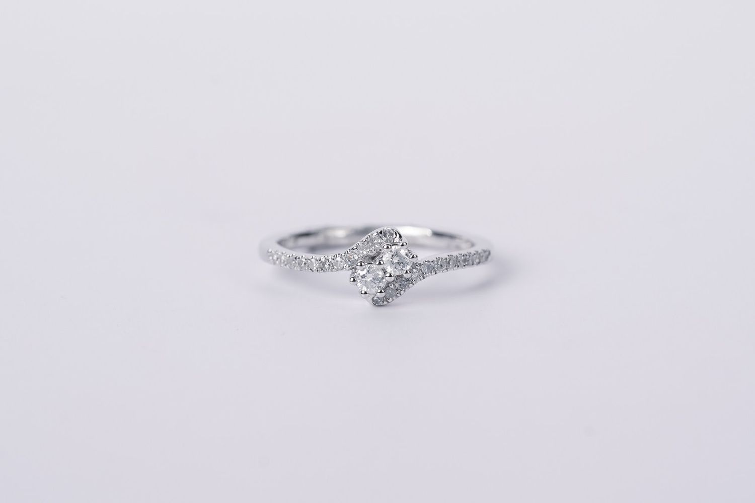 14KW 2.4g .40ctw Diamond 2-Stone Bypass Ring (size 7)