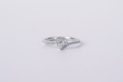 14KW 2.4g .40ctw Diamond 2-Stone Bypass Ring (size 7)
