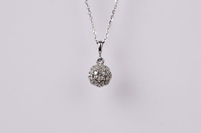 Plat/14KW 3.43g .20ctw Diamond Halo Pendant 18&quot;