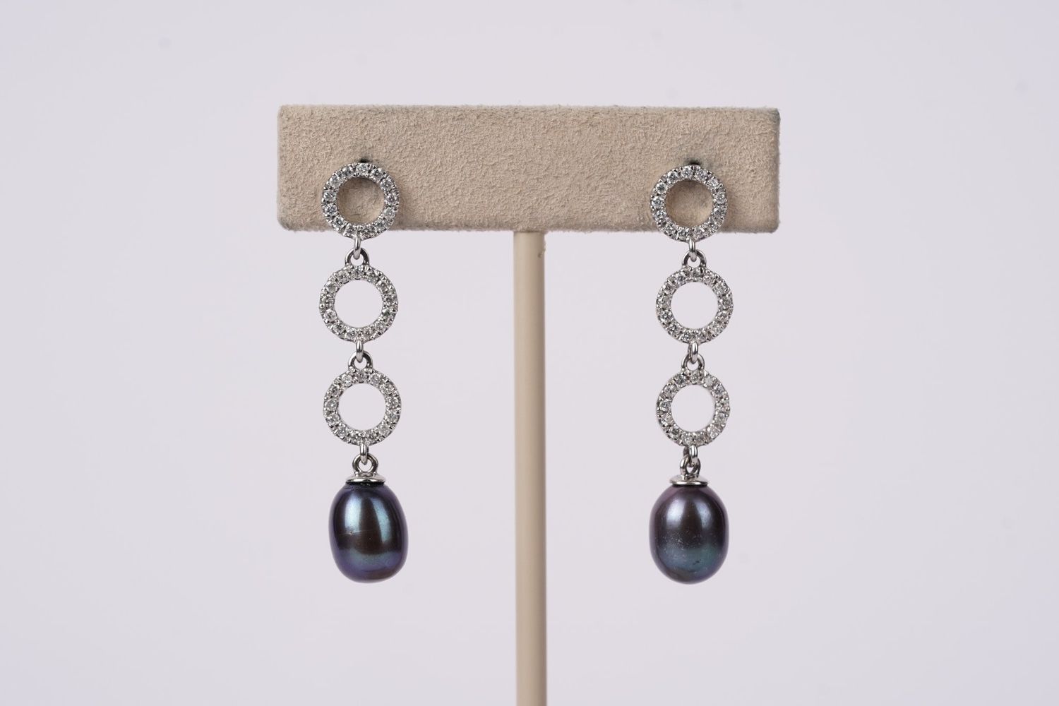 DVE-14KW 5.2g .50ctw Diamond &amp; Tahitian Pearl Drop Earrings