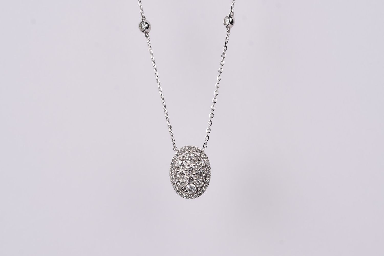 RTTX-16-18&quot; 14KW 2.42g .75ctw Diamond Cluster Necklace