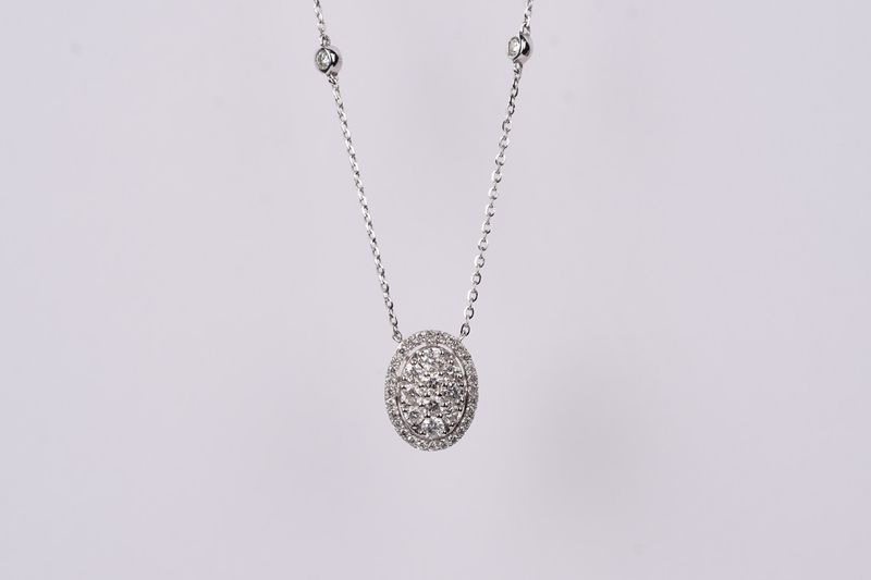 RTTX-16-18&quot; 14KW 2.42g .75ctw Diamond Cluster Necklace