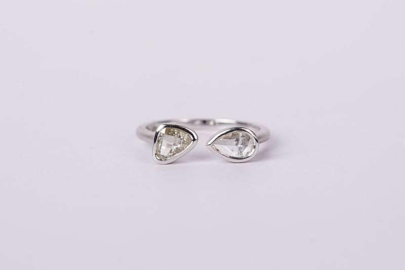 BREX-14KW 2.3g .97ctw Rose Cut Open Diamond Ring (size 6.5)