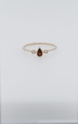VTT- 14KY 1.2g .05ctw Diamond .18ct Garnet Fashion Ring (size 7)