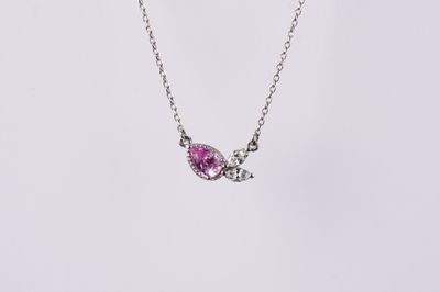 ABE-14KW 2.0g .75ctw Sapphire &amp; Diamond Necklace 18&quot;