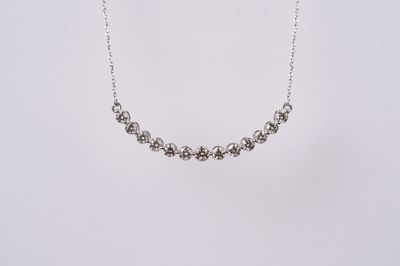 BTTX- 14KW 3.0g 1.00ctw Curved Diamond Bar Necklace 18&quot;