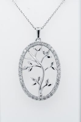 RIDX-14KW 6.1g 1.00ctw  Diamond Tree of Life Pendant16-18&quot;