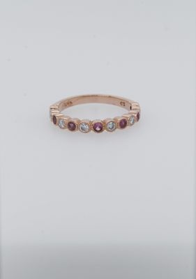 EBA- 14KR 2.4g .32ctw Diamond .35ctw Sapphire Stackable Band (size 6)