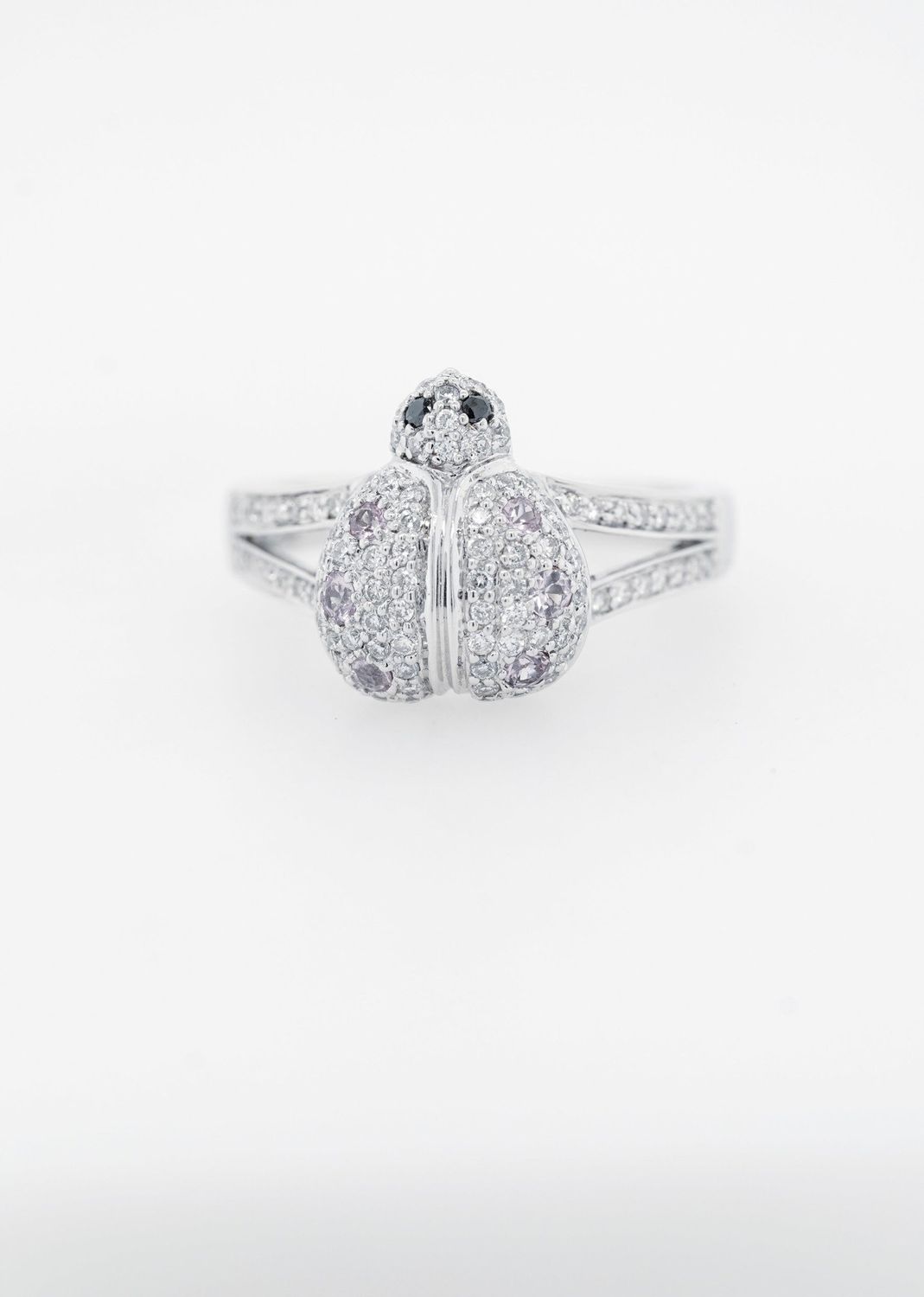 DVTX-18KW 8.0g .71ctw Sapphire &amp; Diamond Ladybug Fashion Ring (size 7.5)