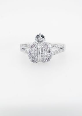 DVTX-18KW 8.0g .71ctw Sapphire &amp; Diamond Ladybug Fashion Ring (size 7.5)