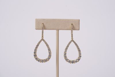 NBTT- 18KY 6.11g 3.51ctw Pear Shape Diamond Drop Earrings
