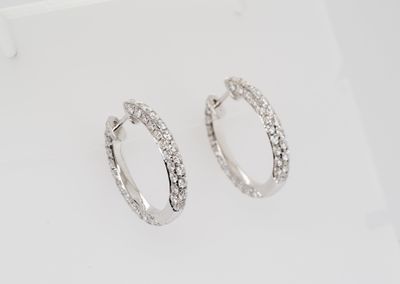 DVNT-18KW 5.9g 3.79ctw Diamond Inside Out Hoop Earrings