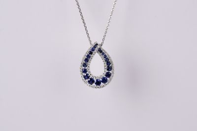 VTVD 14/18KW 1.57ctw Sapphire &amp; Diamond Fashion Pendant 16-18&quot;