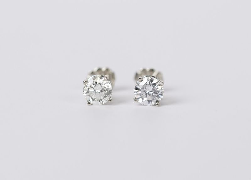 ALTT-14KW 1.68ctw H-I/SI2 Round Diamond Solitaire Earrings