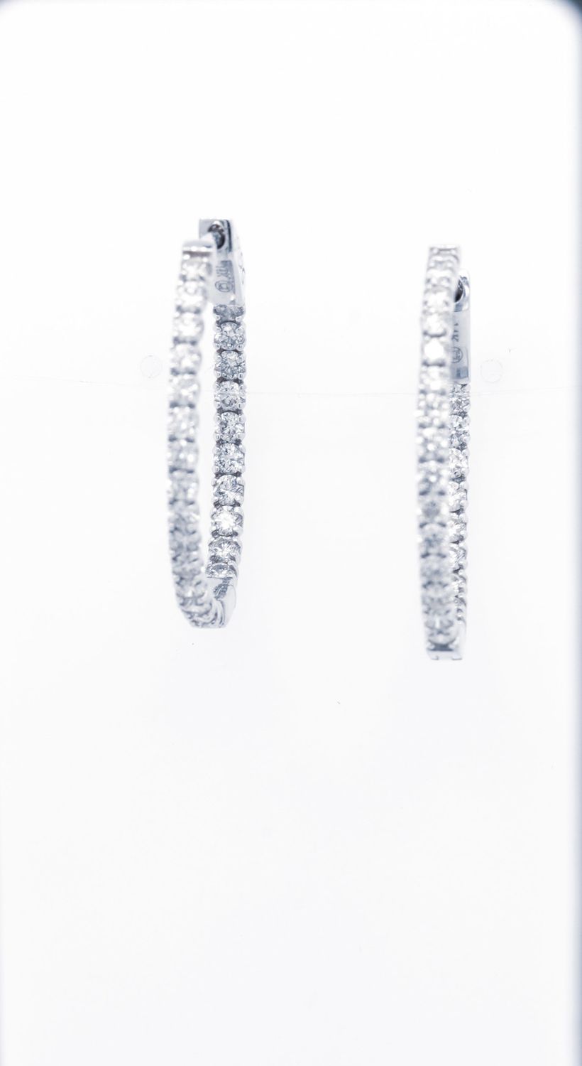VLTT- 14KW 5.46g 3.96ctw Diamond Inside/Out Hoop Earrings
