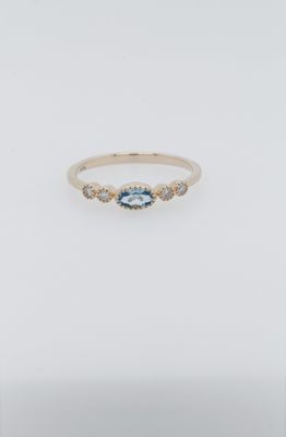 VRI- 14KY 1.6g .10ctw Diamond .22ctw Blue Topaz Fashion Ring (size 7)