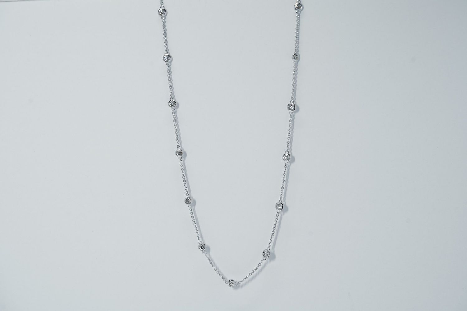 BLL- 14KW 3.85g 1.10ctw Diamond By The Yard Necklace 16-18-20&quot;