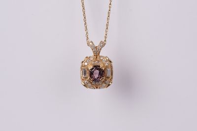 VVET 14KY 4.51g 1.90ctw (1.28ctr) Sapphire &amp; Diamond Necklace 18&quot;