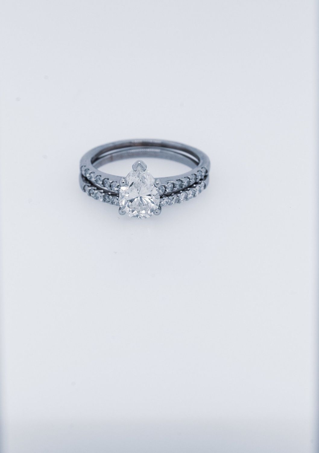 DATT- 14KW 4.00g 2.03ctw (1.53ctr) I/SI2 Pear Diamond Wedding Set (size 6)